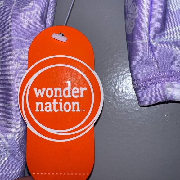 NWT Wonder Nation Baby Zip Rashie Lavender Sky Squares Size 3-6M - Picture 6 of 6